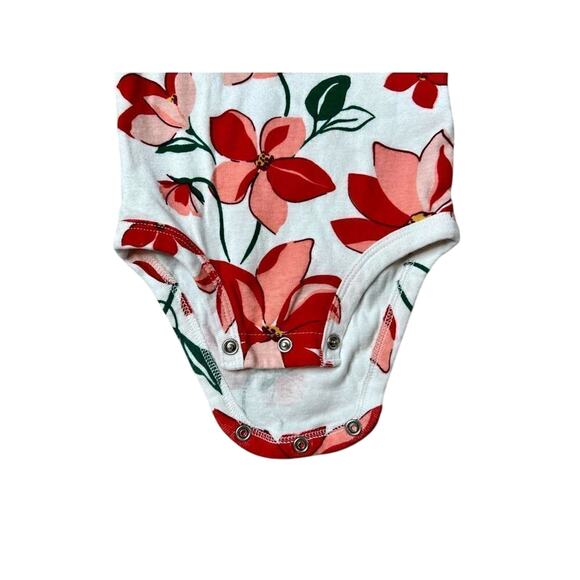 Just One You by Carter's Poinsettia Bodysuit One Piece 9 months Whimsical Floral - Picture 4 of 8